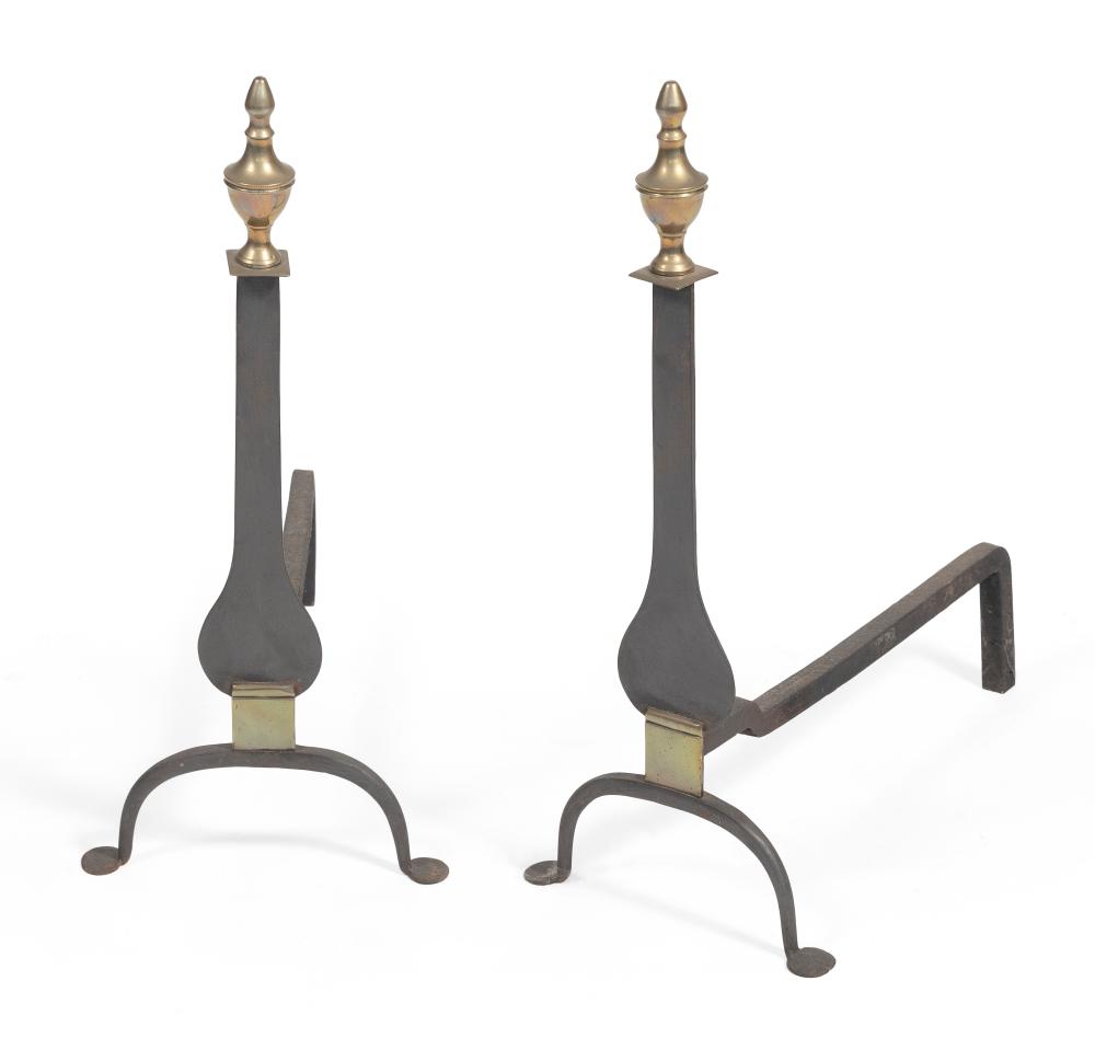 PAIR OF NEW ENGLAND WROUGHT IRON 2f105a