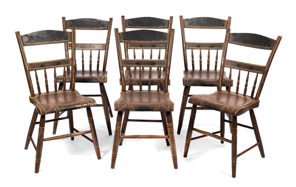 SET OF SIX PLANK SEAT SIDE CHAIRS 2f1063