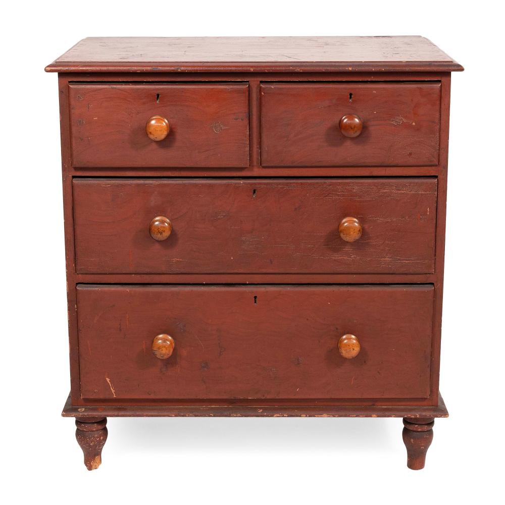 FOUR-DRAWER CHEST WITH SUBTLE RED