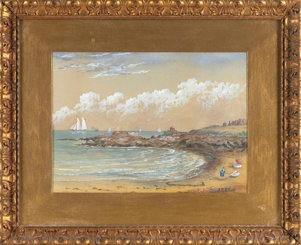 SHORE SCENE PAINTING LATE 19TH 2f10aa