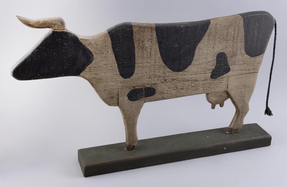 CARVED AND PAINTED WOODEN COW SILHOUETTE