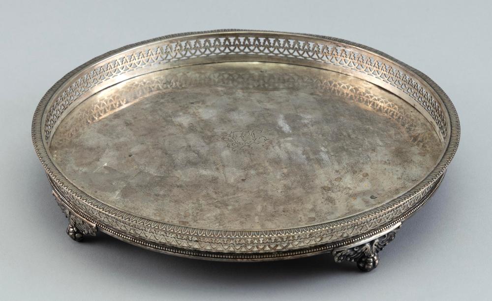 FRENCH SILVER FOOTED SALVER EARLY