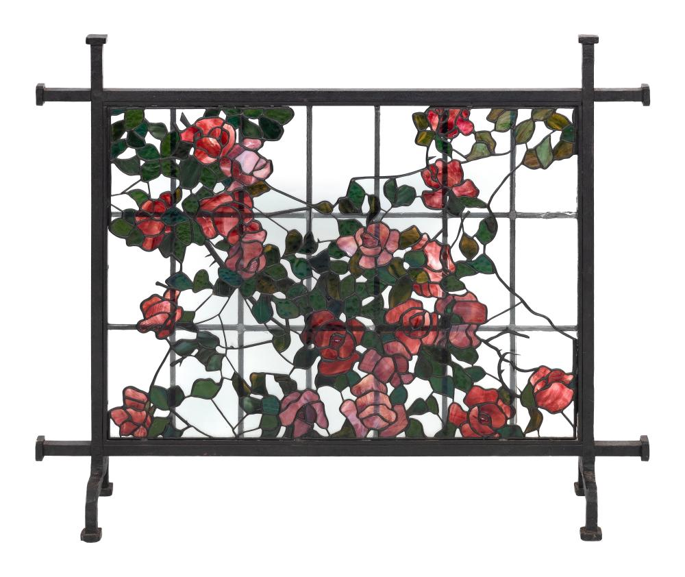 LEADED GLASS FIREPLACE SCREEN LATE 2f1105