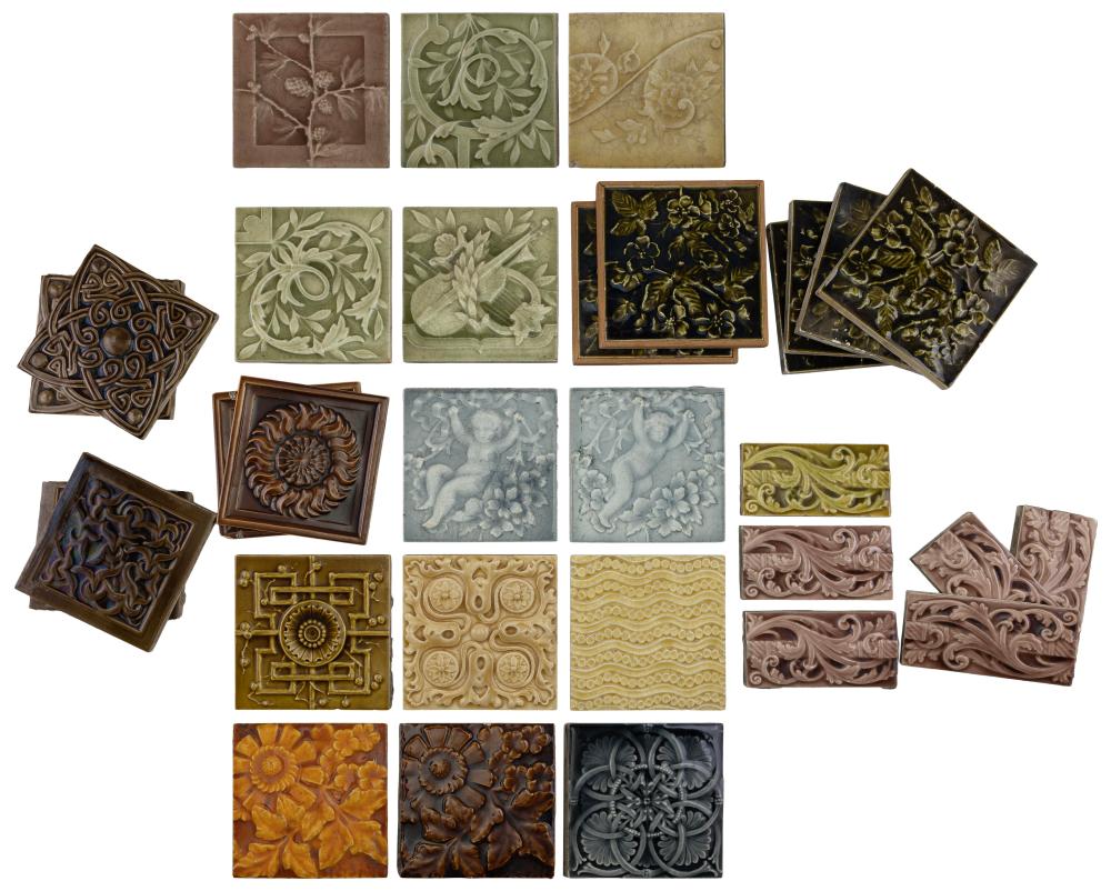 GROUP OF APPROX. 50 MAJOLICA TILES