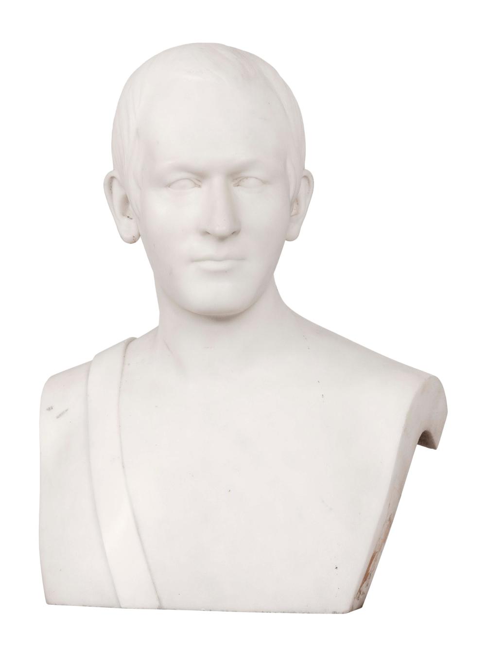 MARBLE BUST OF A MAN HEIGHT 21.5”.MARBLE