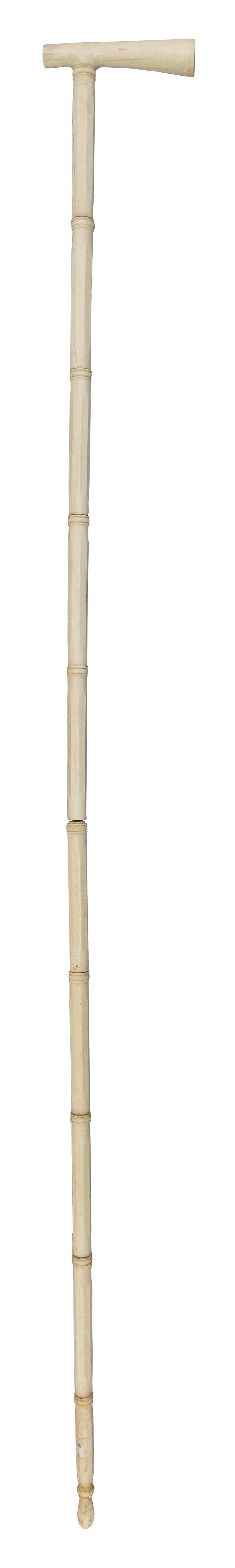 CARVED IVORY TWO-PART CANE 19TH