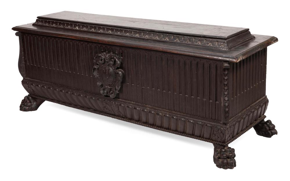 ITALIAN CARVED WALNUT CASSONE MID 19TH 2f1197