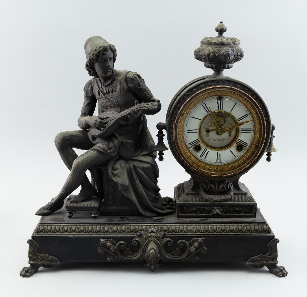 ANSONIA CAST METAL FIGURAL CLOCK