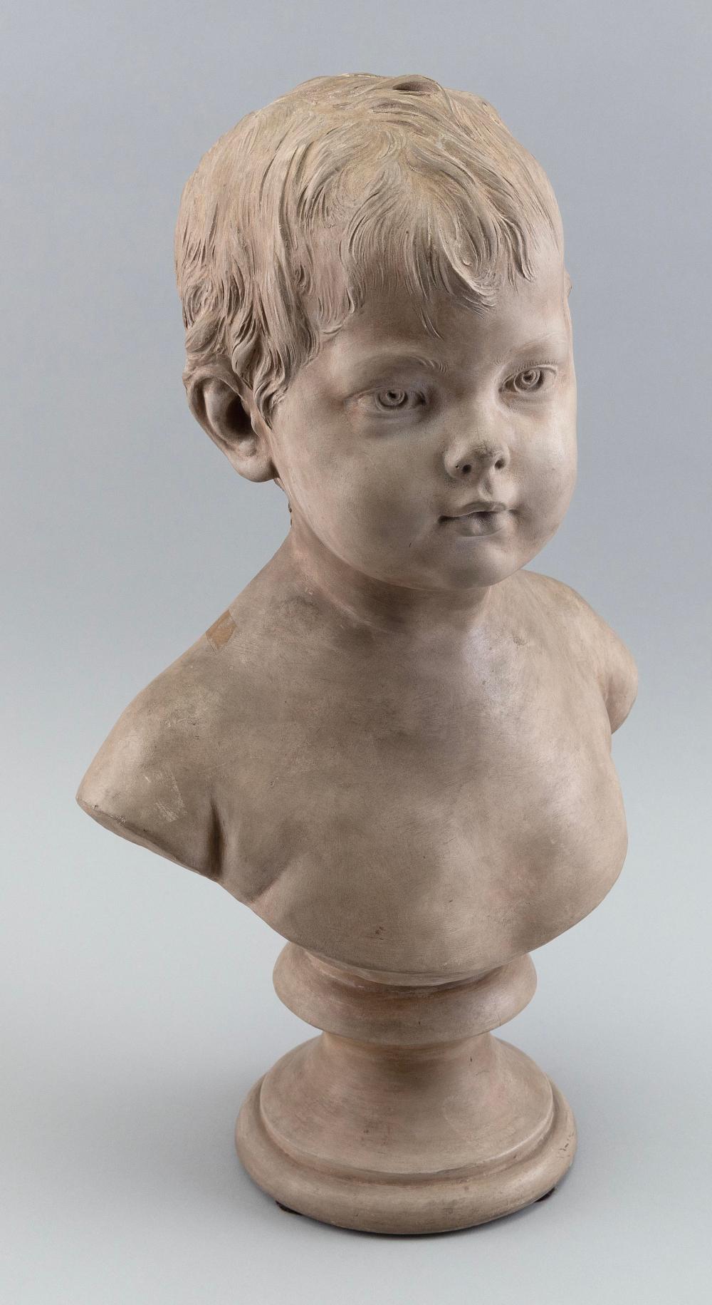 PALE REDWARE BUST OF A CHILD EARLY