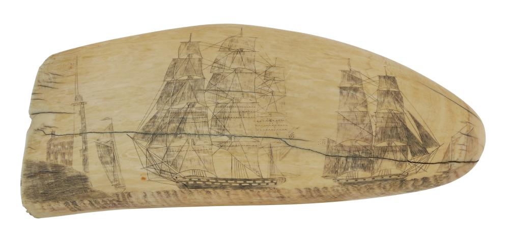 SCRIMSHAW WHALE S TOOTH ATTRIBUTED 2f1276