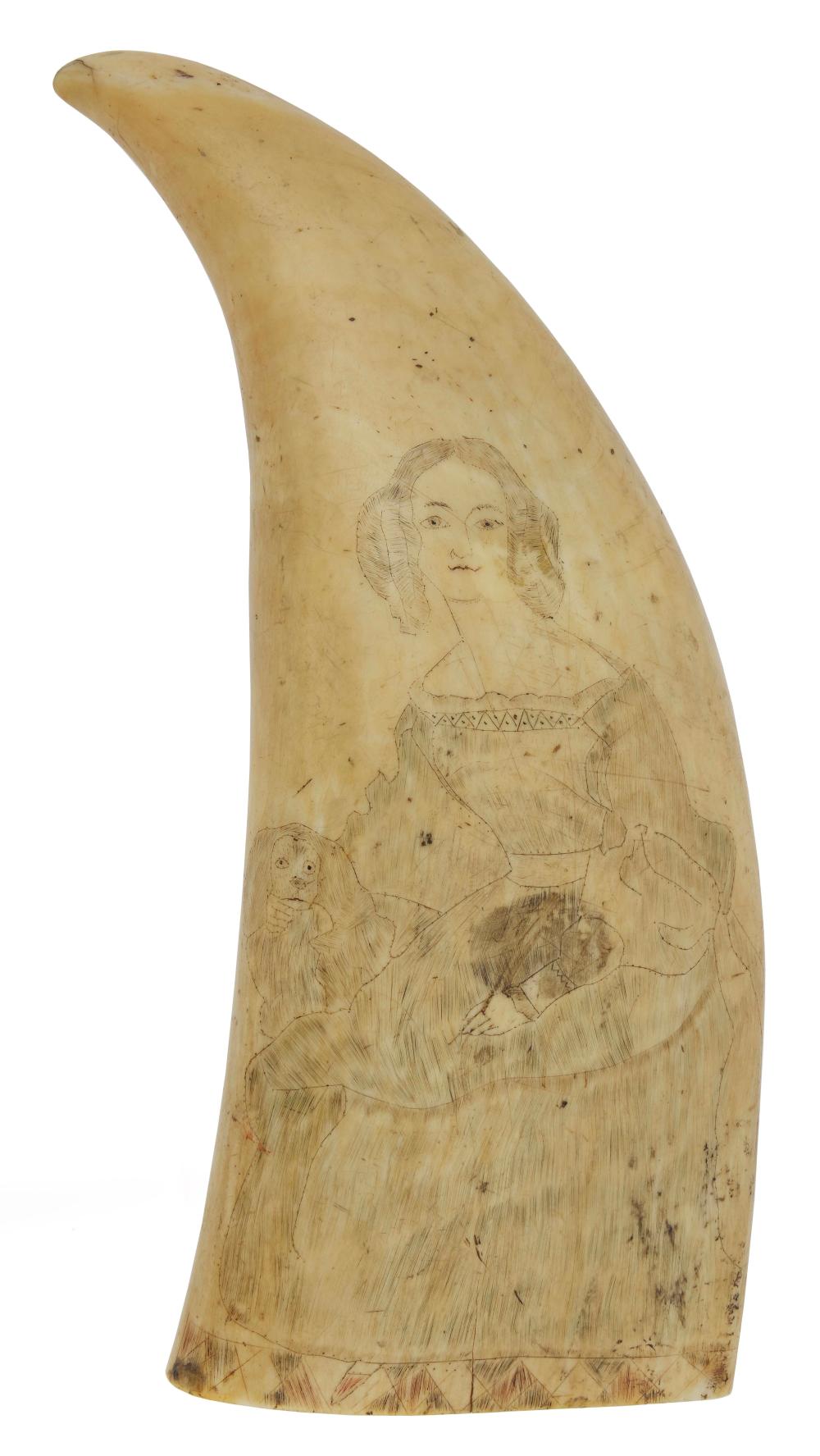 SCRIMSHAW WHALE'S TOOTH WITH PORTRAIT