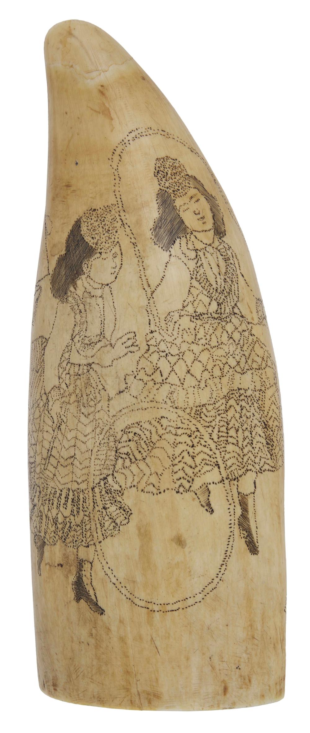 SCRIMSHAW WHALE'S TOOTH DEPICTING