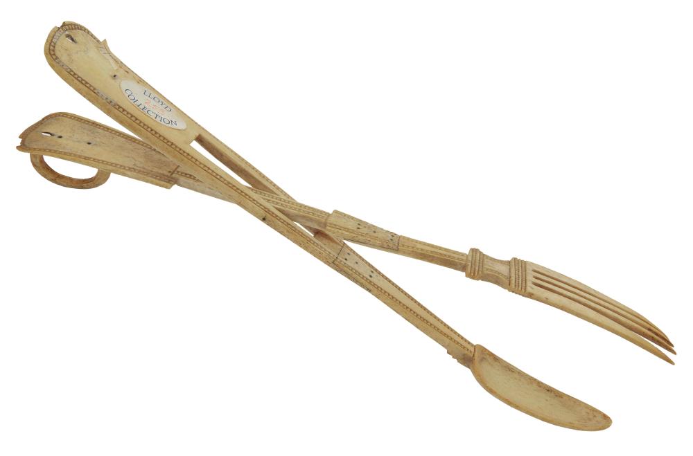 CARVED WHALEBONE SERVING TONGS 2f12d9