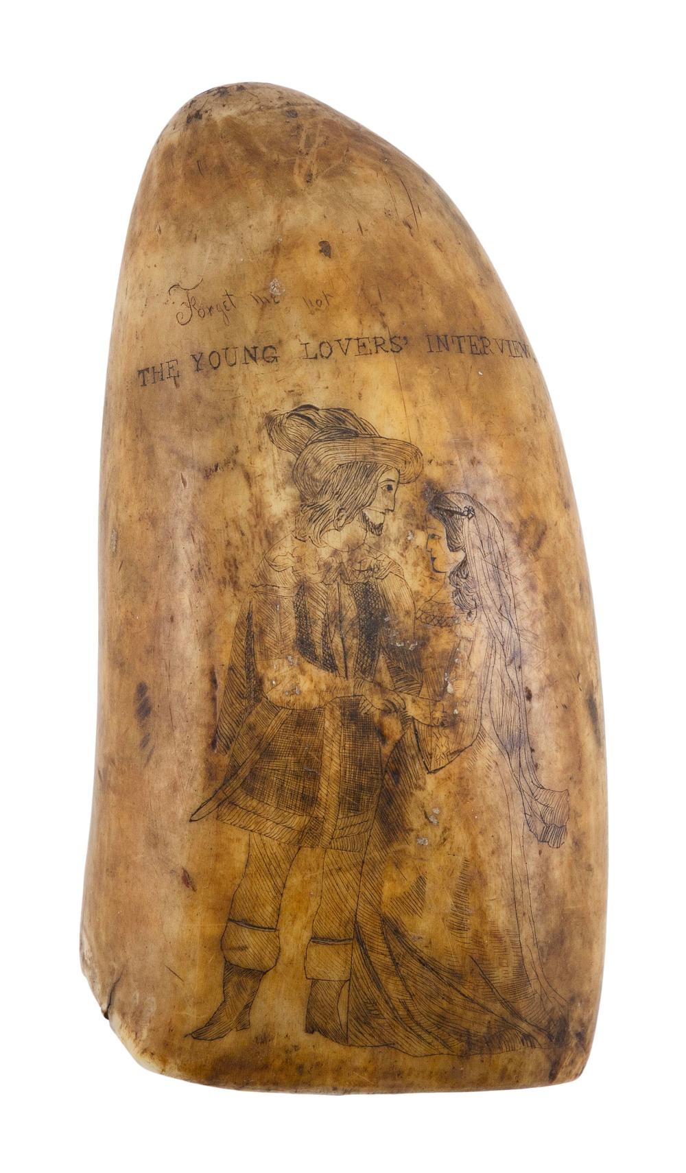 SCRIMSHAW WHALE'S TOOTH "THE YOUNG