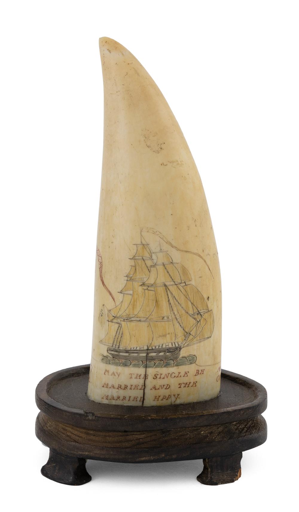 POLYCHROME SCRIMSHAW WHALE S TOOTH 2f12e2