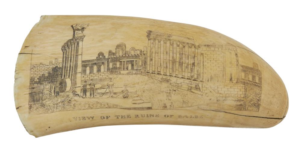 SCRIMSHAW WHALE S TOOTH ATTRIBUTED 2f12e4