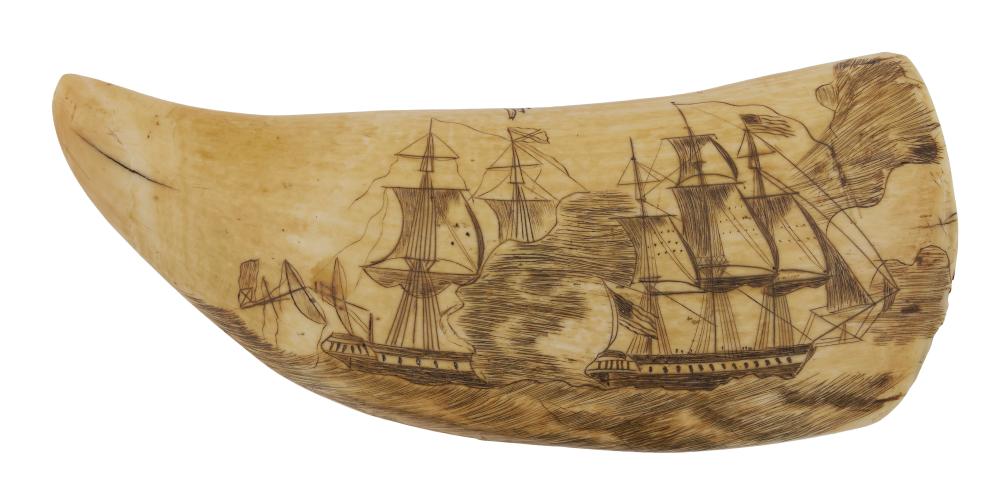 SCRIMSHAW WHALES TOOTH COMMEMORATING
