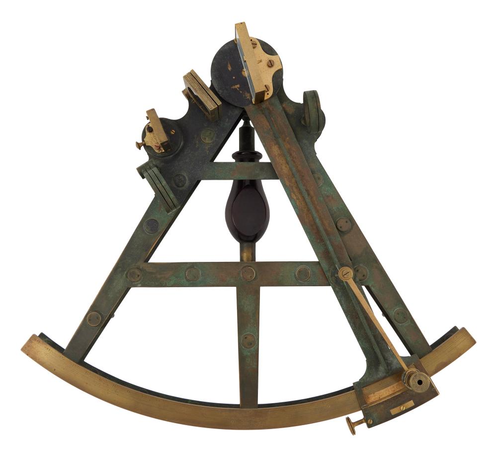 CASED BRASS DOUBLE FRAME SEXTANT 2f1343