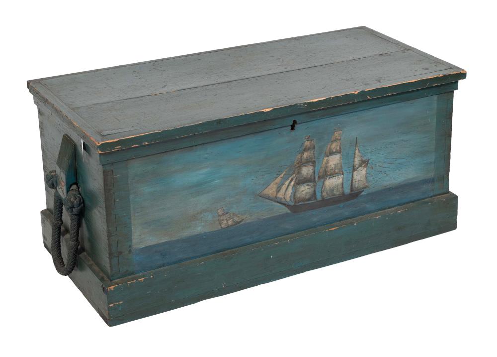 PINE SEA CHEST WITH LATER PAINTED 2f1365