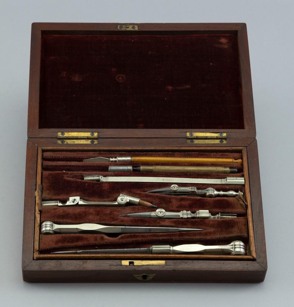 CASED DRAFTING SET 19TH CENTURY CASE