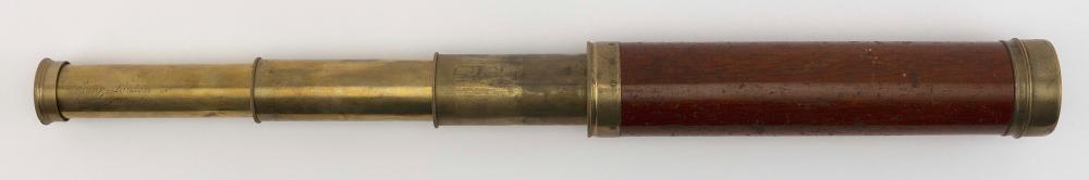 BRASS THREE DRAW TELESCOPE LONDON  2f1397