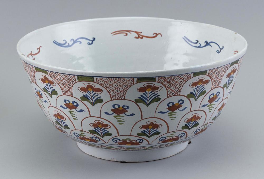 POLYCHROME DELFTWARE PUNCH BOWL