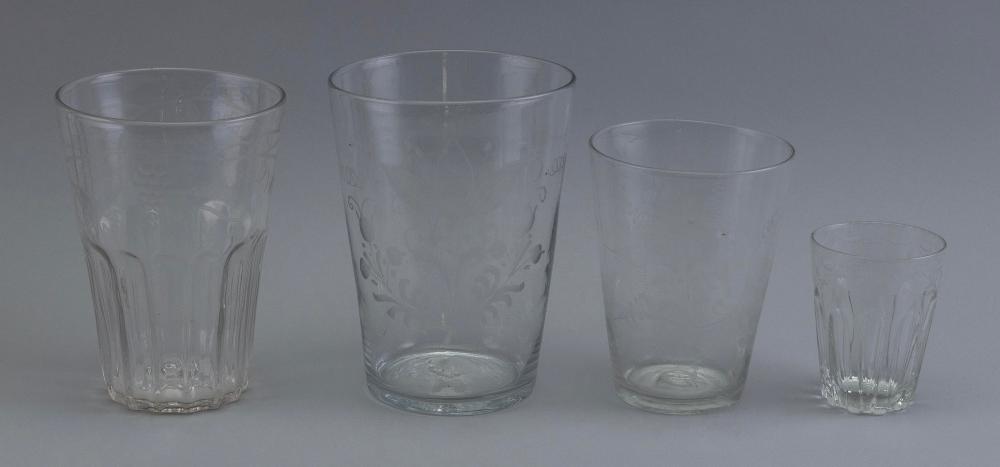 FOUR EARLY COLORLESS FLIP GLASSES 2f14e2