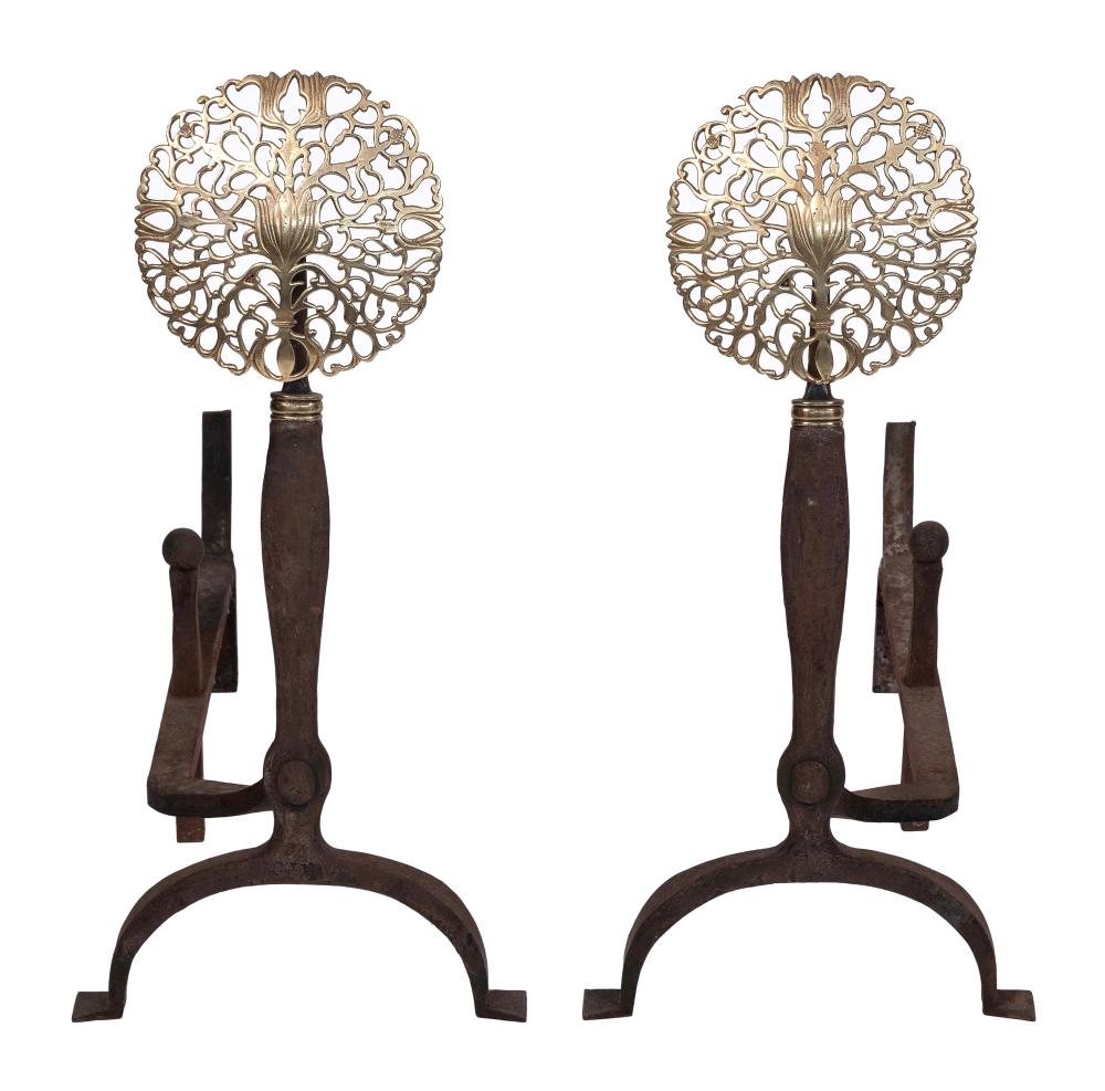 PAIR OF DUTCH BAROQUE-STYLE ANDIRONS