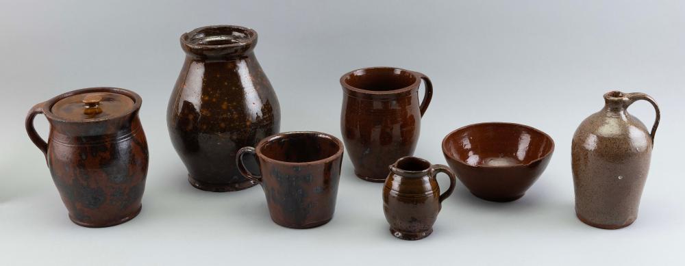 SEVEN PIECES OF NEW ENGLAND REDWARE