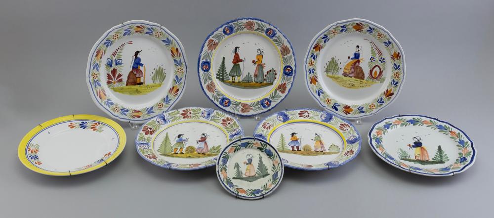 EIGHT QUIMPER CABINET PLATES FIRST