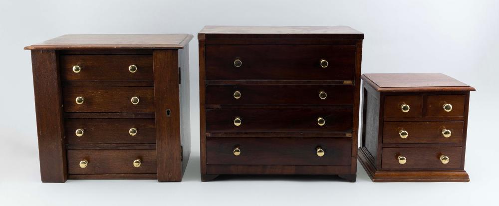 THREE MINIATURE CHESTS OF DRAWERS