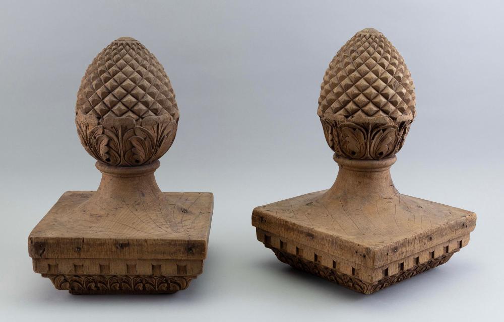 PAIR OF PINECONE-FORM FINIALS HEIGHTS
