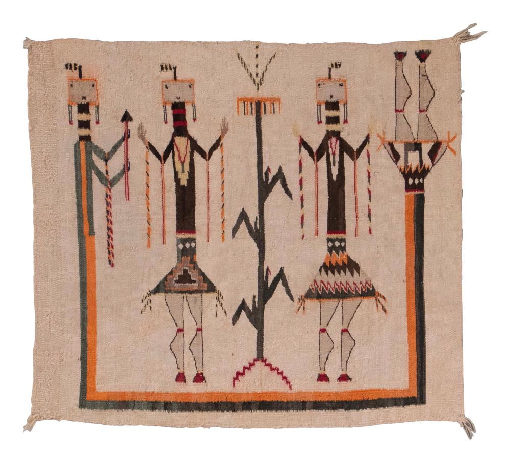 NATIVE AMERICAN YEI RUG MID-20TH