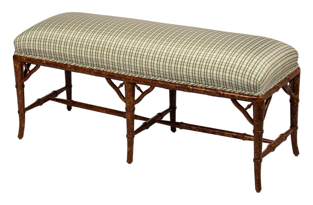 UPHOLSTERED BENCH WITH BAMBOO-TURNED