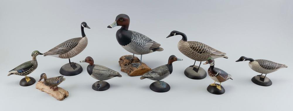 NINE JAMES LAPHAM MINIATURE BIRD CARVINGS