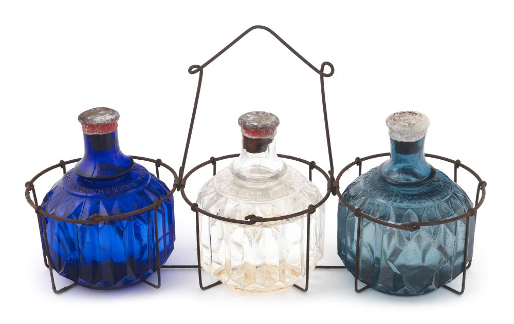 SET OF THREE HAYWARD'S GLASS FIRE