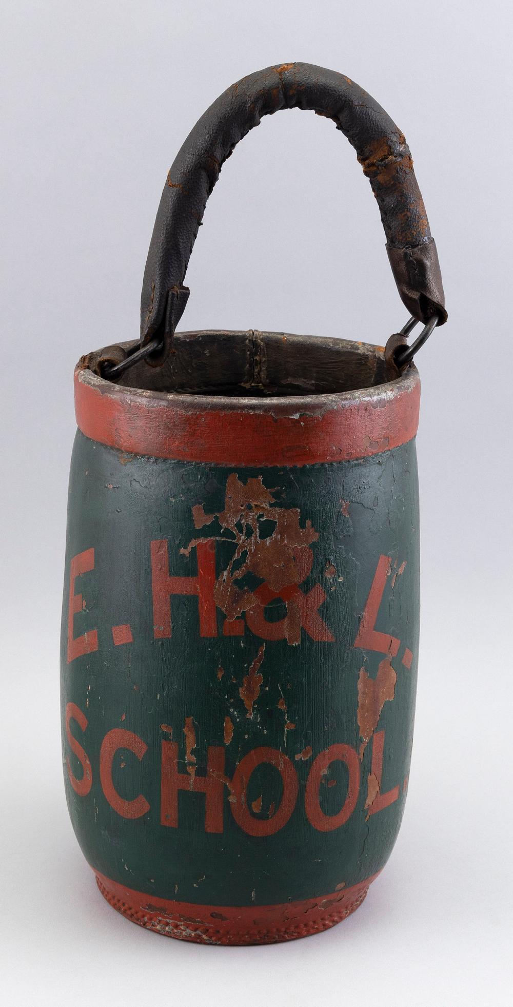 PAINTED LEATHER FIRE BUCKET 19TH 2f16a0