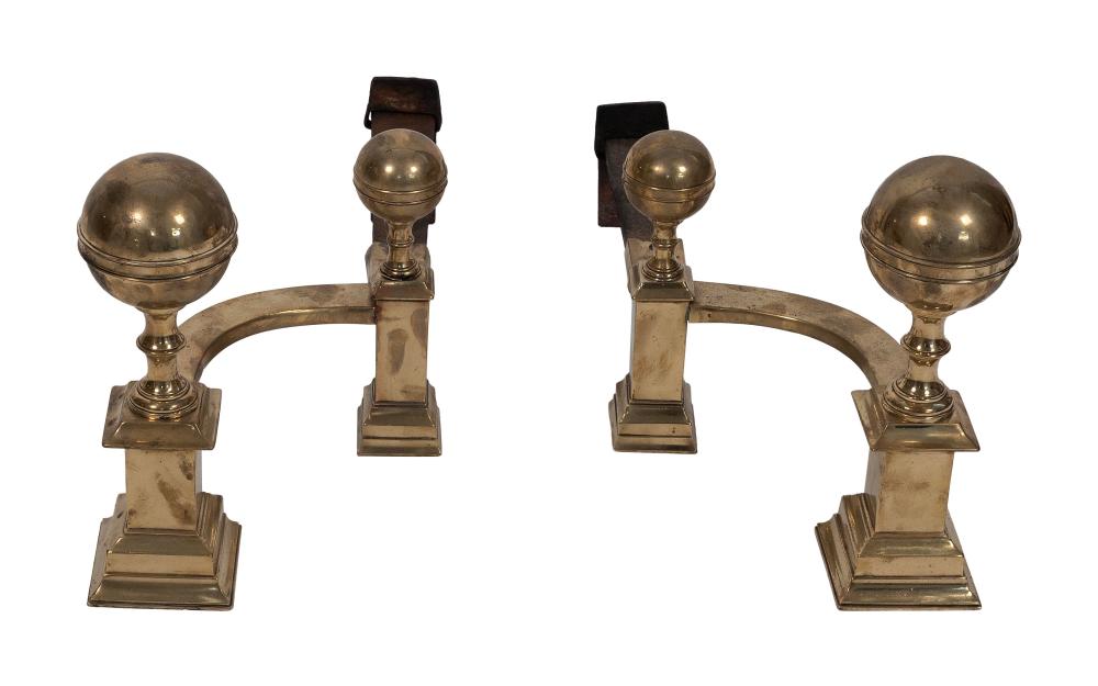 PAIR OF MOLINEUX BRASS ANDIRONS