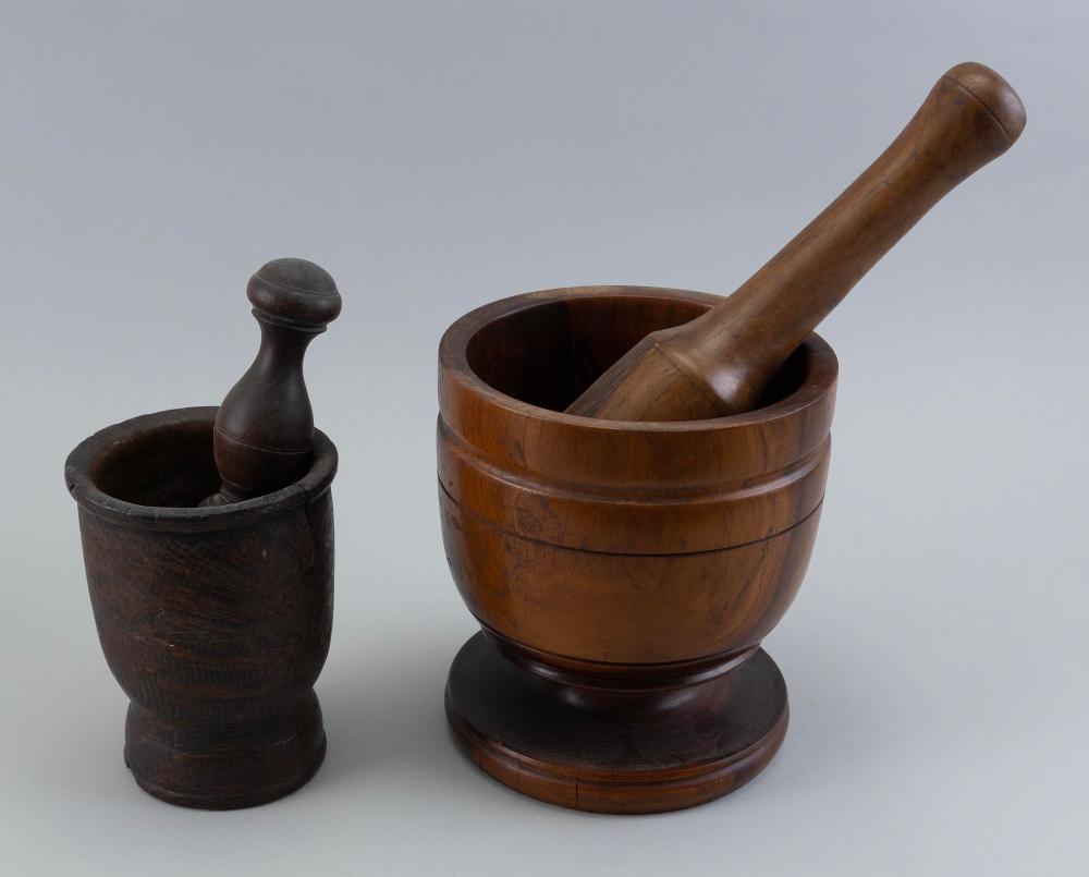 TWO MORTAR AND PESTLES 19TH CENTURY 2f17fe