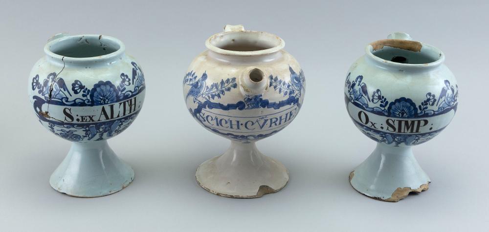 THREE DELFT BLUE AND WHITE APOTHECARY 2f1824