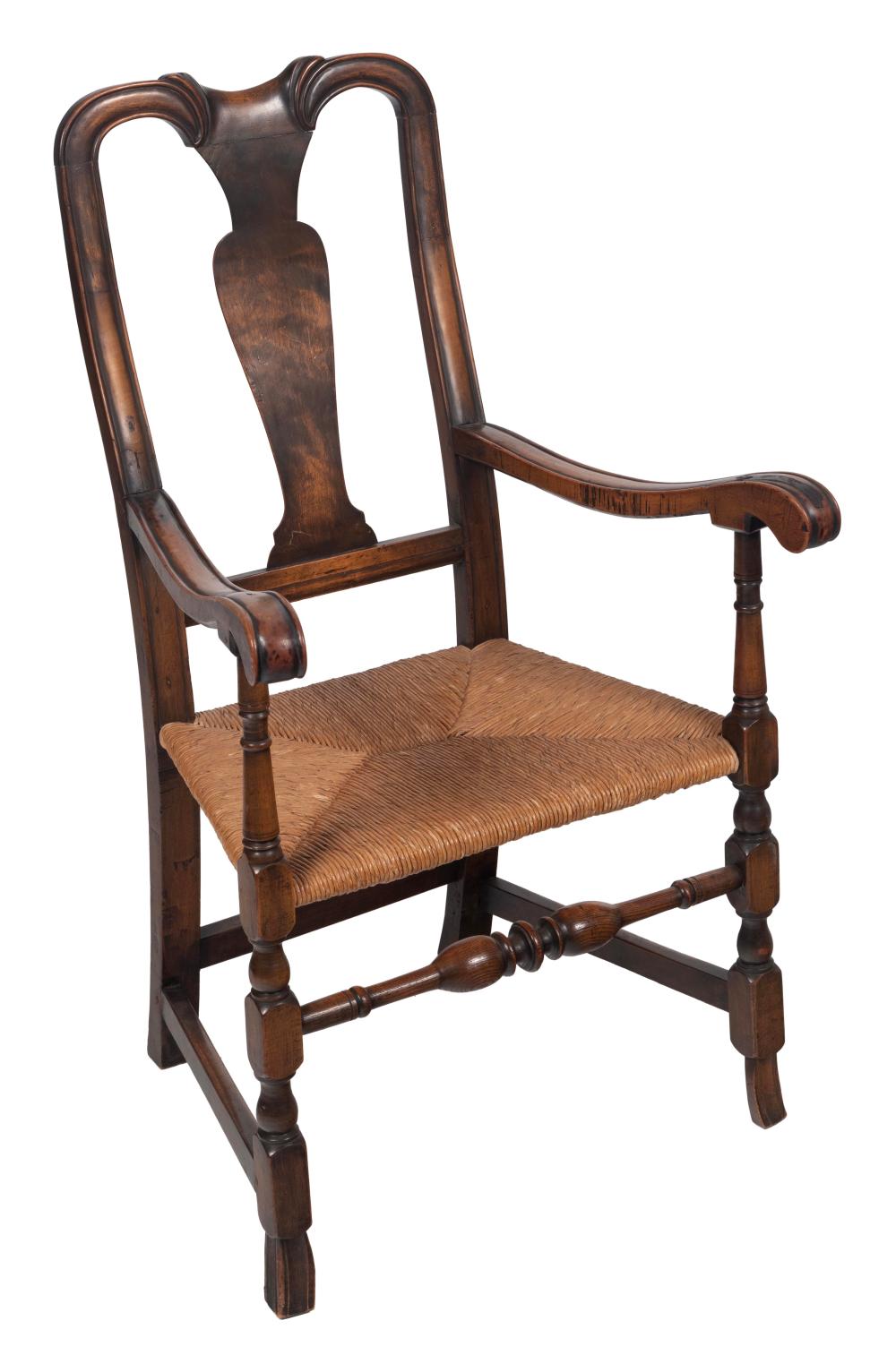 QUEEN ANNE RUSH SEAT ARMCHAIR LATE 2f1866