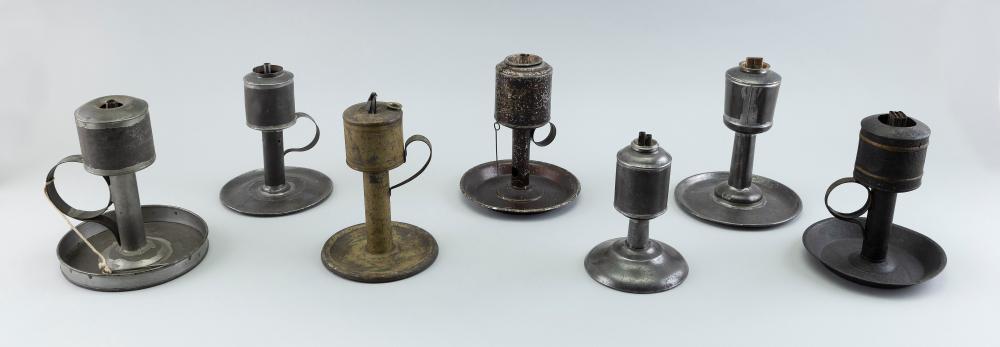 SEVEN TIN LAMPS EARLY 19TH CENTURY