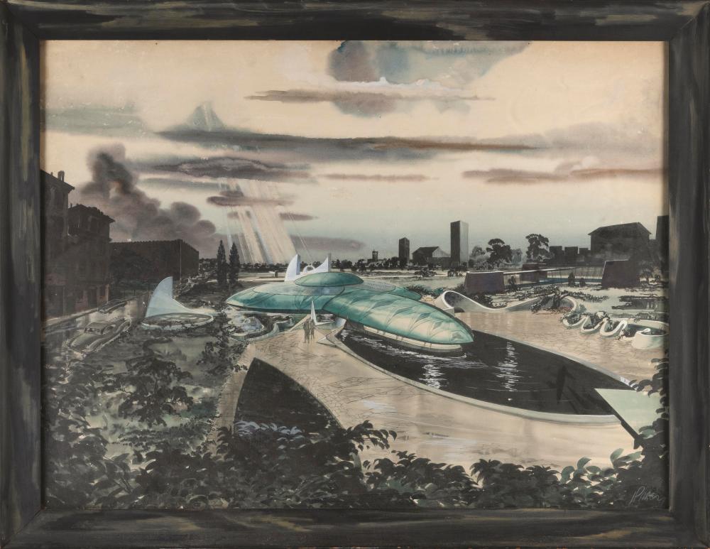 FUTURISTIC PAINTING OF A CITY PARK 2f1911