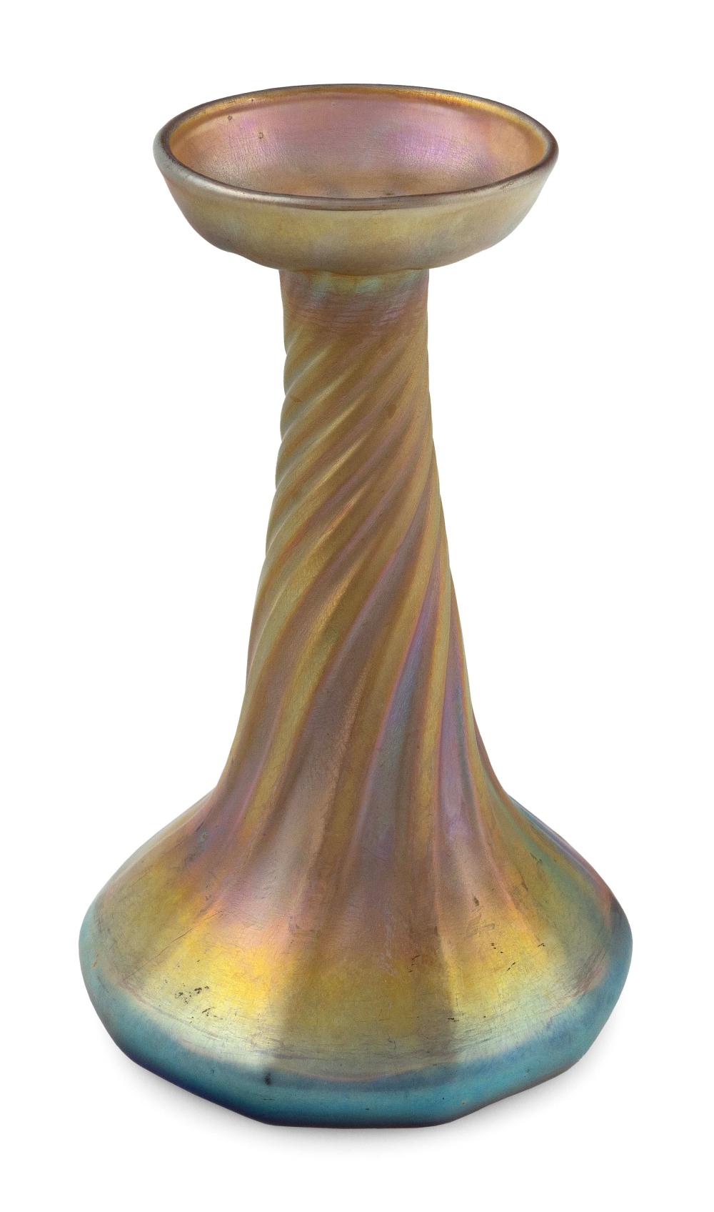 IRIDESCENT GOLD GLASS VASE ATTRIBUTED 2f1931