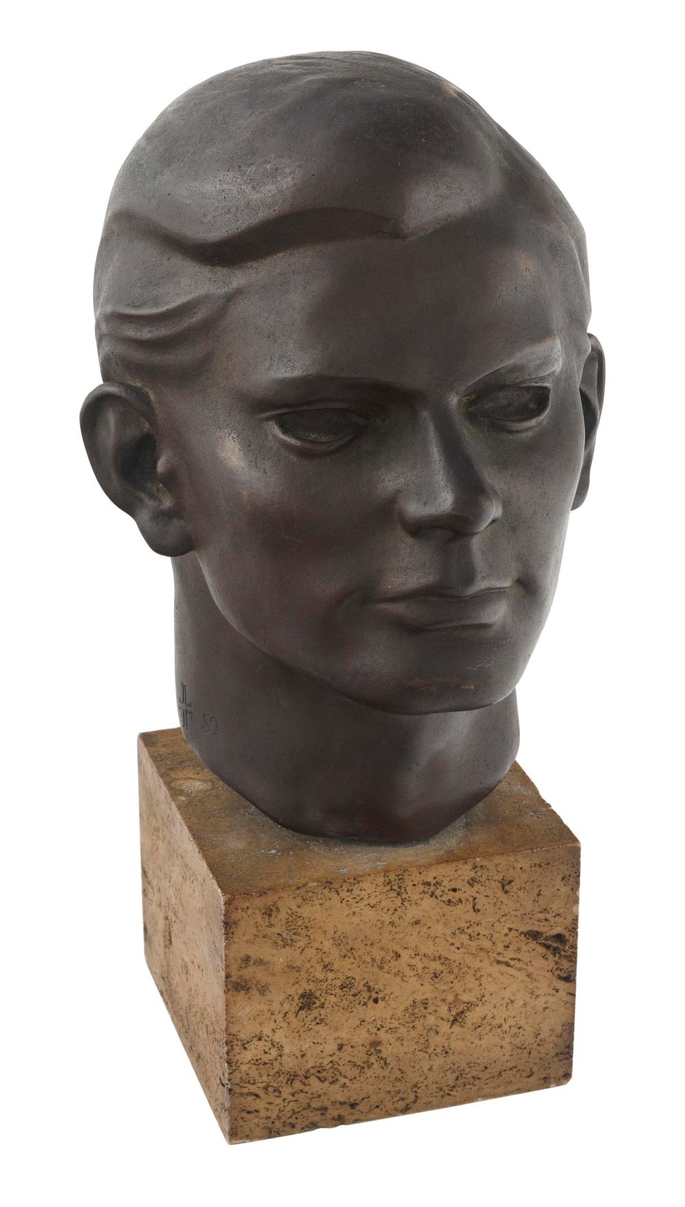 BRONZE BUST OF A YOUNG MAN MID-20TH