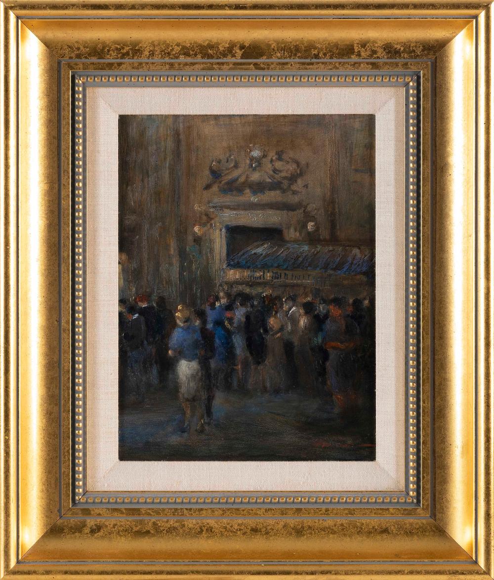 PAINTING "THEATER CROWD" 20TH CENTURY