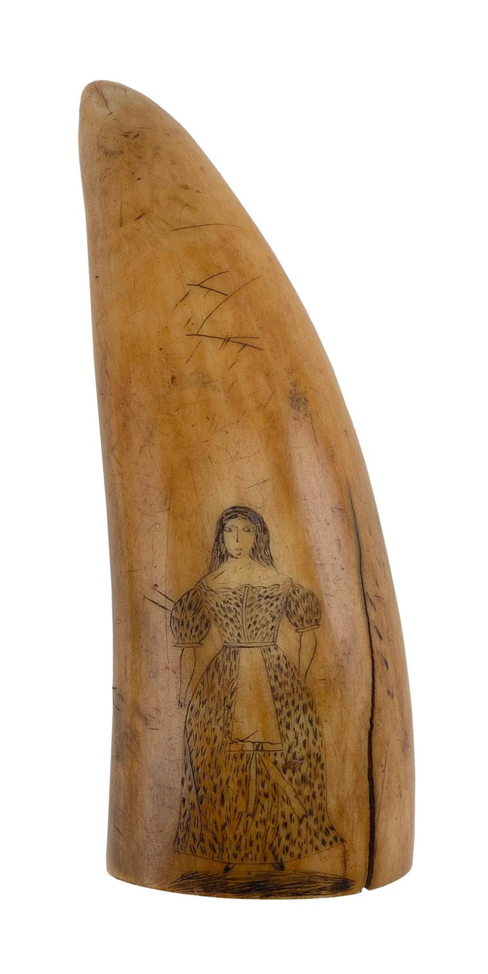 SCRIMSHAW WHALE S TOOTH MID 19TH 2f1a4c