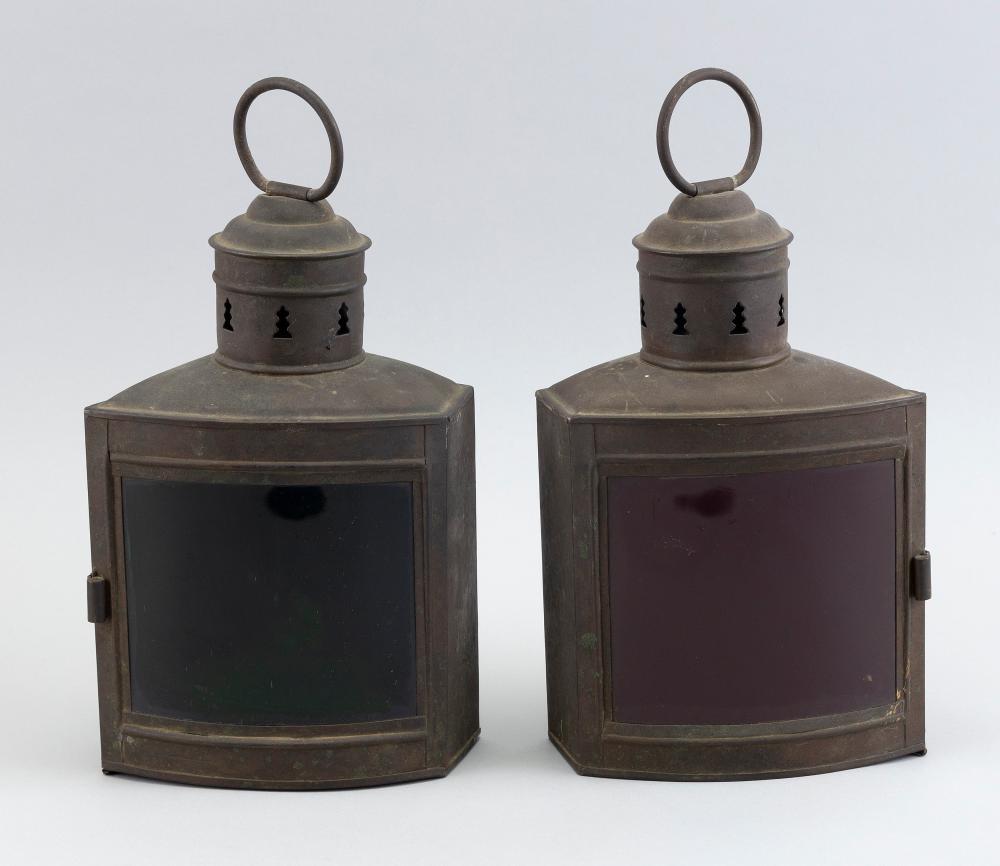 PAIR OF BRASS SHIP S LANTERNS LATE 2f1afa