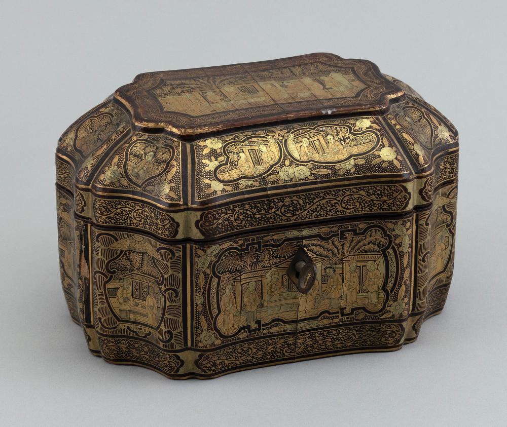 CHINESE LACQUER TEA CADDY MID 19TH 2f1b56