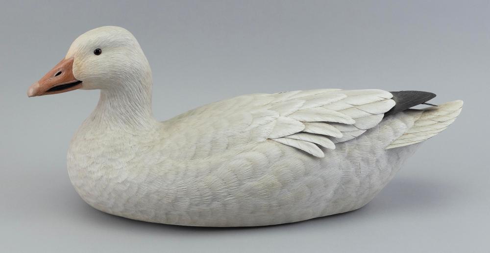 DECORATIVE CARVING OF A SNOW GOOSE